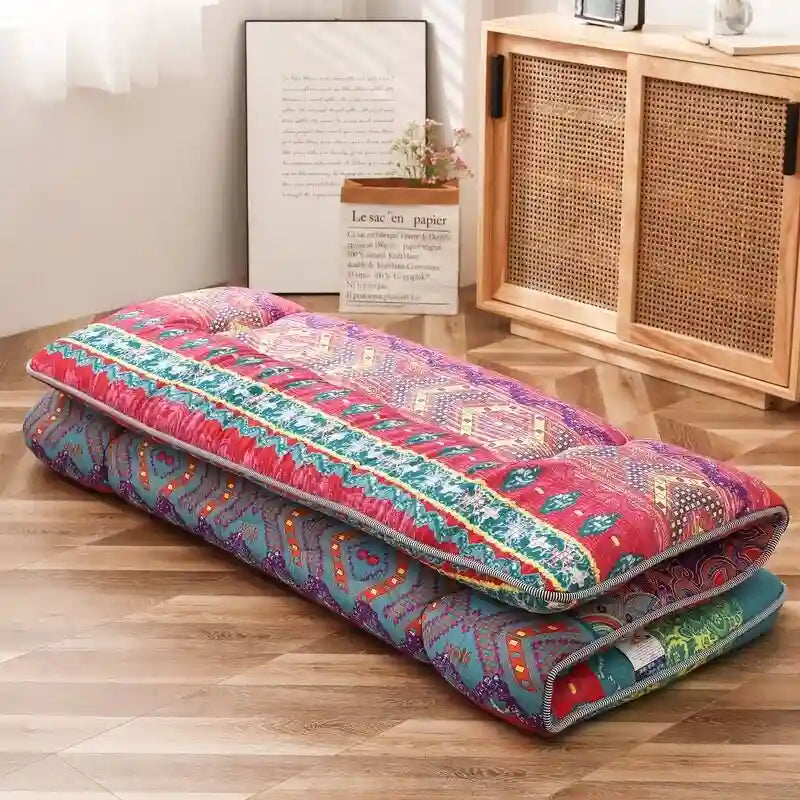 Matelas de sol bohème rétro, matelas futon japonais vintage à motifs floraux