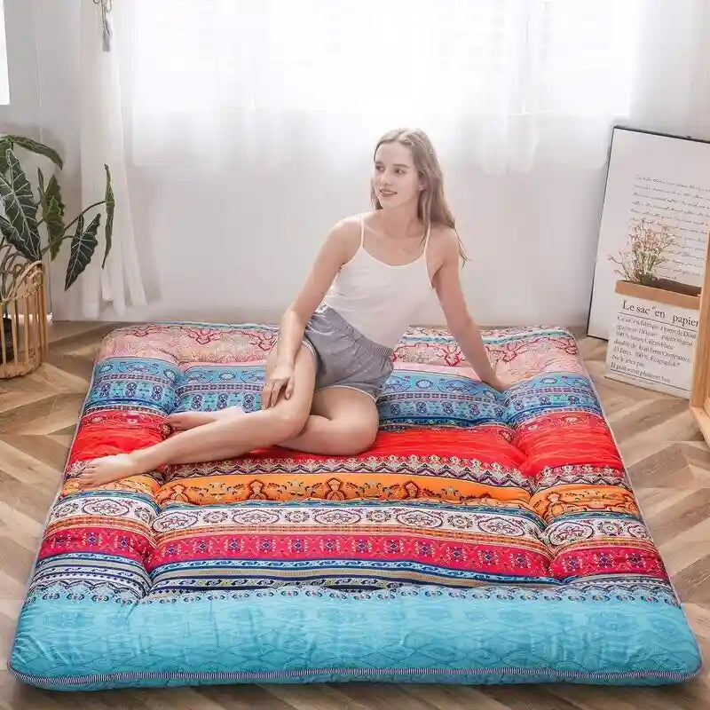 Matelas de sol bohème rétro, matelas futon japonais vintage à motifs floraux