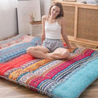 Matelas de sol bohème rétro, matelas futon japonais vintage à motifs floraux