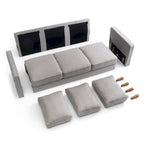 Canapé moderne en lin HANA avec poches sur les accoudoirs par Crown Comfort