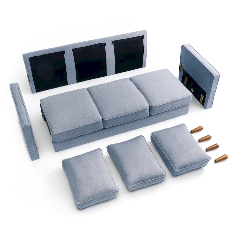Canapé moderne en lin HANA avec poches sur les accoudoirs par Crown Comfort