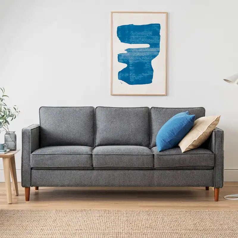 Canapé moderne en lin HANA avec poches sur les accoudoirs par Crown Comfort