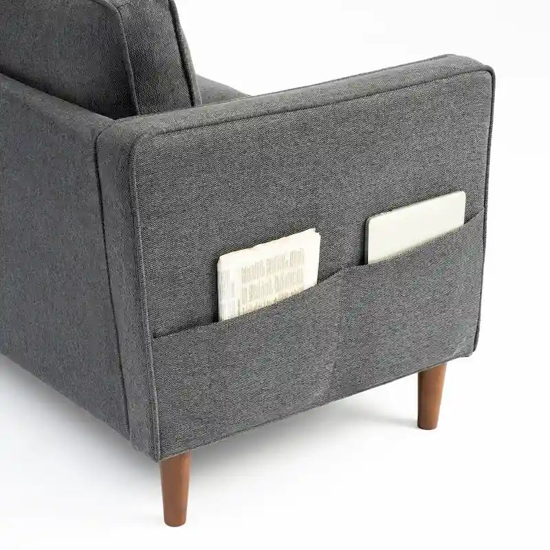 Canapé moderne en lin HANA avec poches sur les accoudoirs par Crown Comfort
