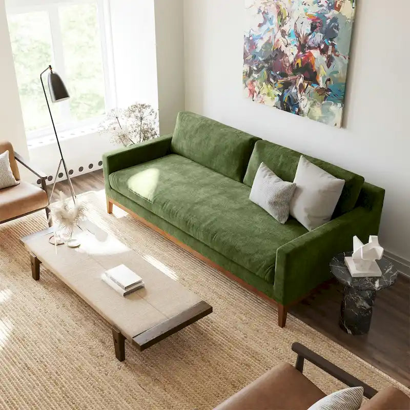 Canapé Poly &amp; Bark Zyon 90 en velours vert vieilli
