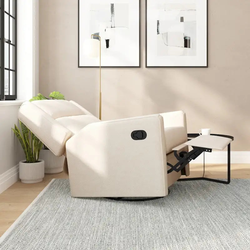 Fauteuil berçant pivotant à bascule classique rembourré et inclinable manuellement