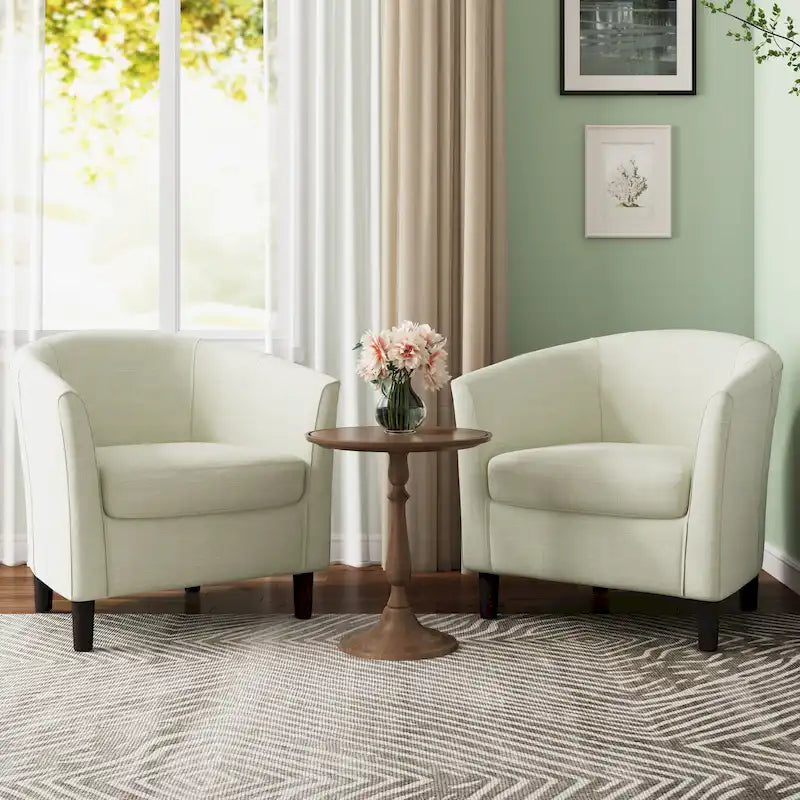 Ensemble de 2 fauteuils d'appoint modernes rembourrés en forme de tonneau