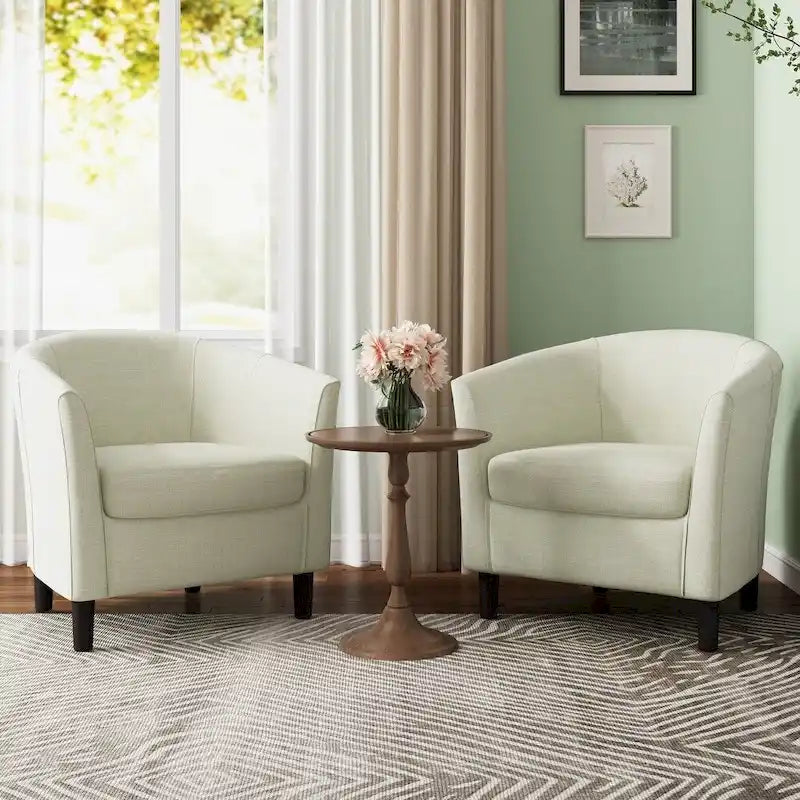 Ensemble de 2 fauteuils d'appoint modernes rembourrés en forme de tonneau