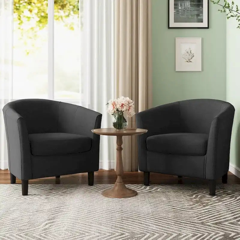 Ensemble de 2 fauteuils d'appoint modernes rembourrés en forme de tonneau