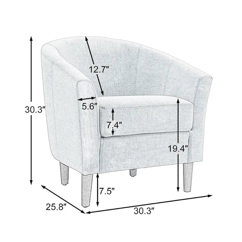 Ensemble de 2 fauteuils d'appoint modernes rembourrés en forme de tonneau