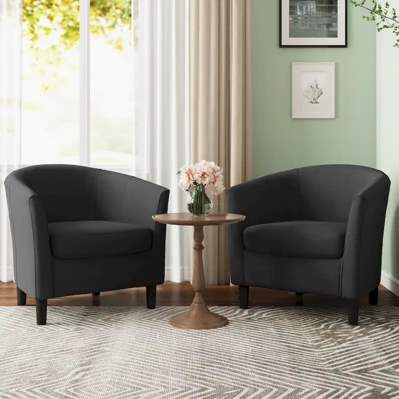 Ensemble de 2 fauteuils d'appoint modernes rembourrés en forme de tonneau