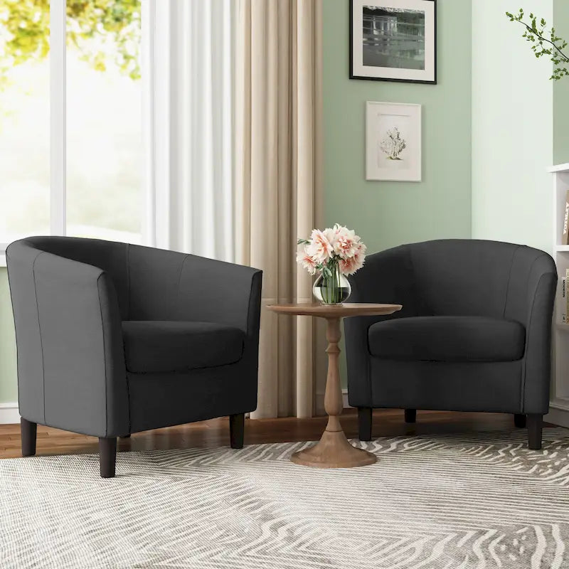 Ensemble de 2 fauteuils d'appoint modernes rembourrés en forme de tonneau