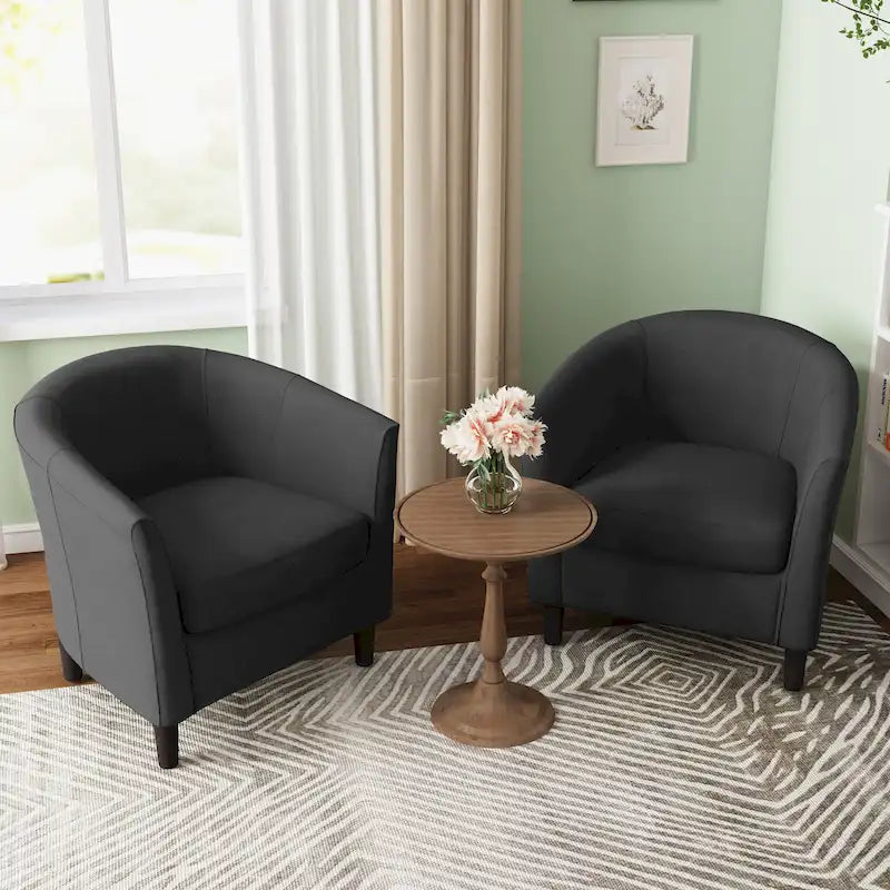 Ensemble de 2 fauteuils d'appoint modernes rembourrés en forme de tonneau