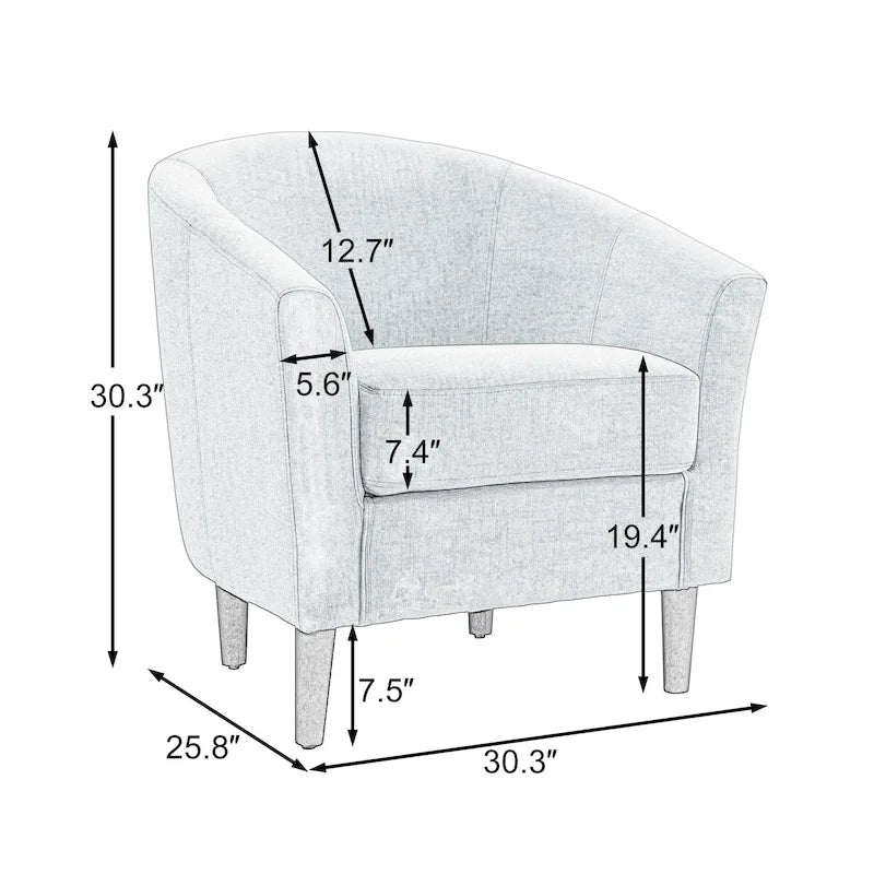 Ensemble de 2 fauteuils d'appoint modernes rembourrés en forme de tonneau