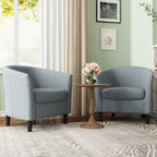 Ensemble de 2 fauteuils d'appoint modernes rembourrés en forme de tonneau