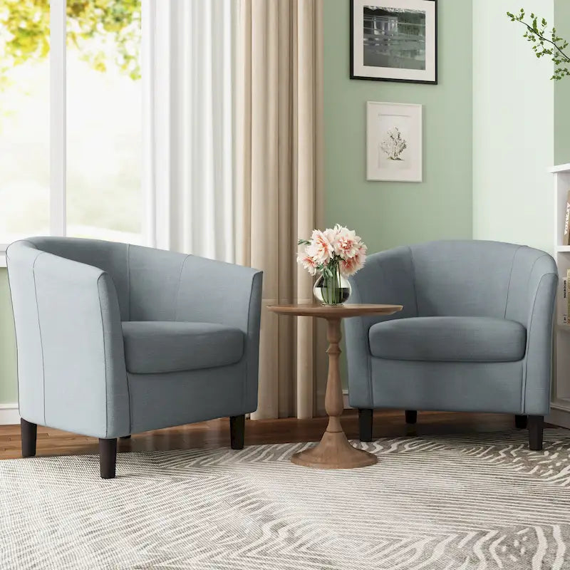 Ensemble de 2 fauteuils d'appoint modernes rembourrés en forme de tonneau