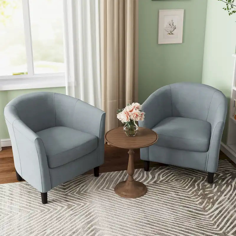 Ensemble de 2 fauteuils d'appoint modernes rembourrés en forme de tonneau