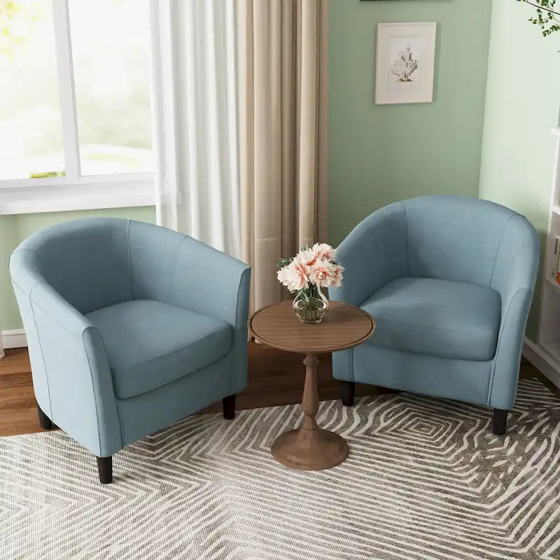 Ensemble de 2 fauteuils d'appoint modernes rembourrés en forme de tonneau