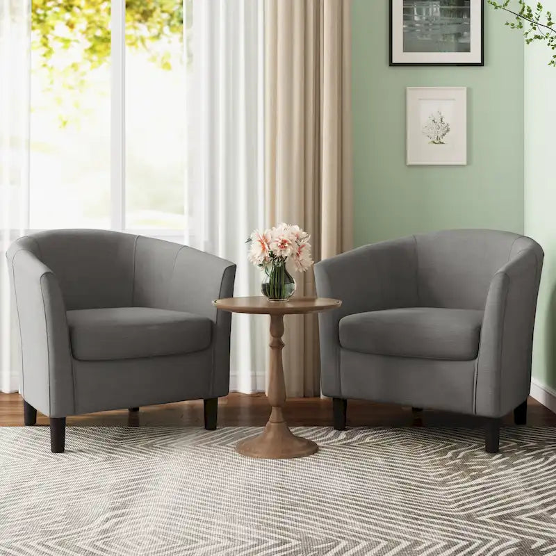 Ensemble de 2 fauteuils d'appoint modernes rembourrés en forme de tonneau