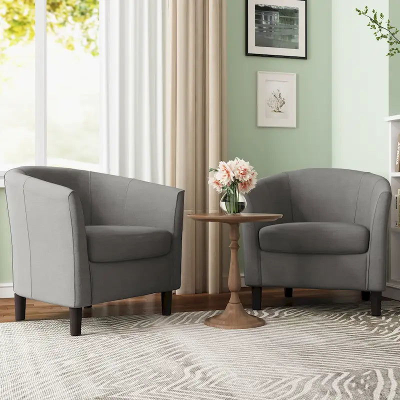 Ensemble de 2 fauteuils d'appoint modernes rembourrés en forme de tonneau
