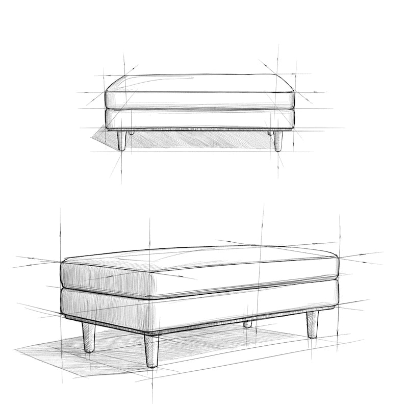WYNDENHALL Brixley, pouf de table de style moderne du milieu du siècle, 124 cm de large