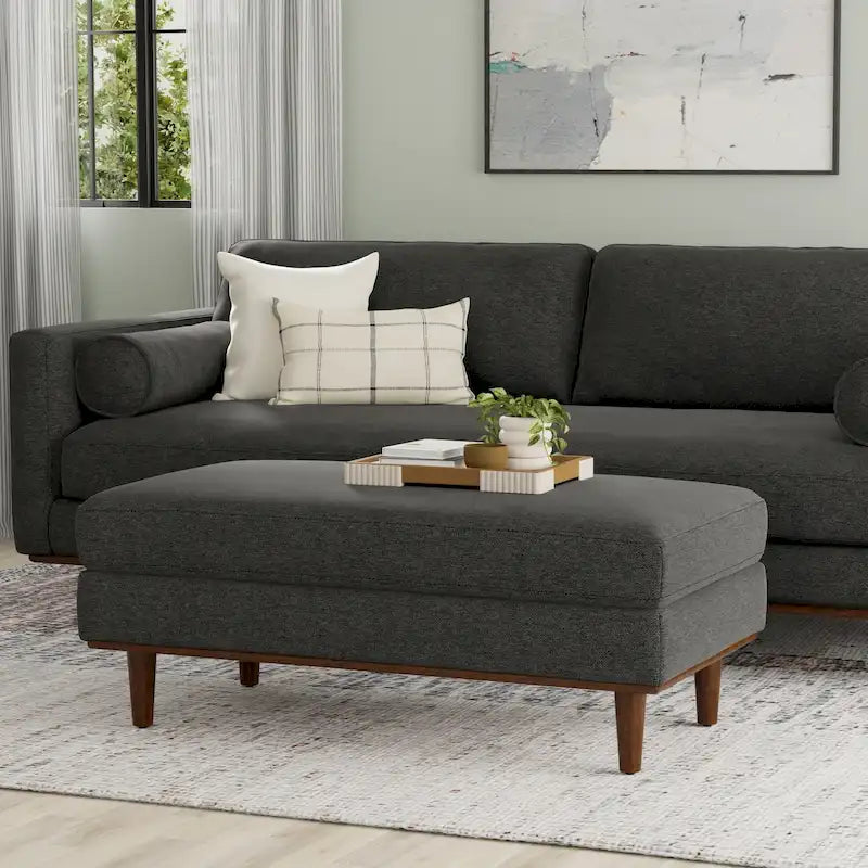 WYNDENHALL Brixley, pouf de table de style moderne du milieu du siècle, 124 cm de large