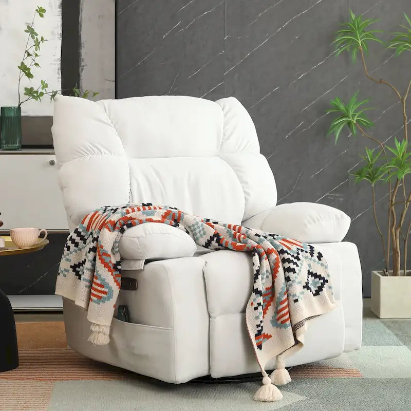 Fauteuil inclinable pivotant XINMICS, fauteuil berçant électrique avec massage et chauffage