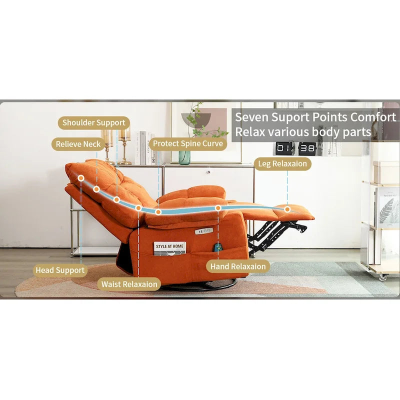 Fauteuil inclinable pivotant XINMICS, fauteuil berçant électrique avec massage et chauffage