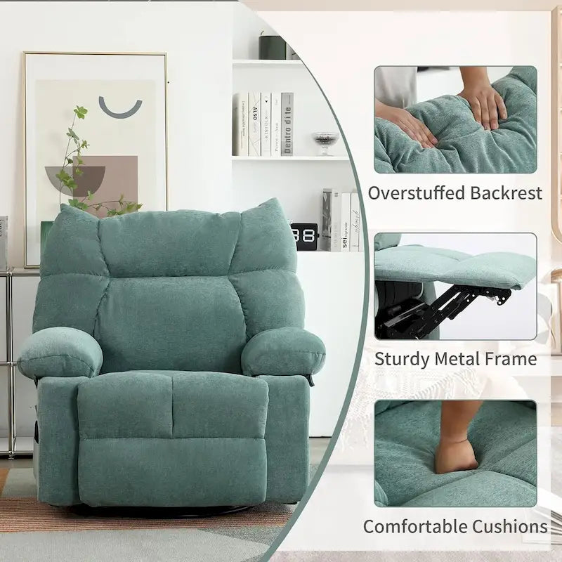Fauteuil inclinable pivotant XINMICS, fauteuil berçant électrique avec massage et chauffage