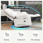 Fauteuil inclinable pivotant XINMICS, fauteuil berçant électrique avec massage et chauffage