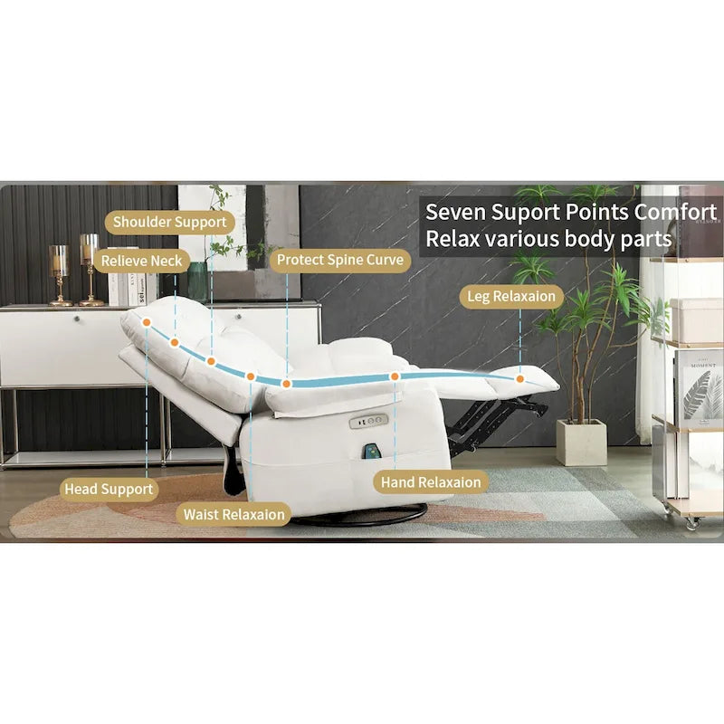 Fauteuil inclinable pivotant XINMICS, fauteuil berçant électrique avec massage et chauffage