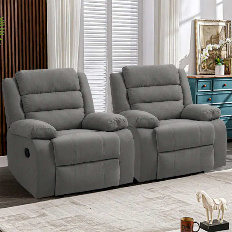 Fauteuil inclinable manuel en velours côtelé de coton rembourré avec accoudoirs larges