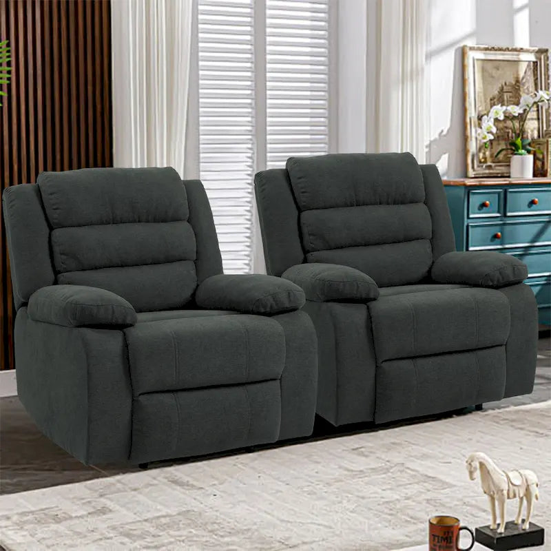 Fauteuil inclinable manuel en velours côtelé de coton rembourré avec accoudoirs larges