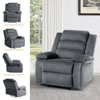 Fauteuil inclinable manuel en velours côtelé de coton rembourré avec accoudoirs larges