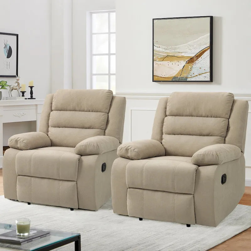 Fauteuil inclinable manuel en velours côtelé de coton rembourré avec accoudoirs larges