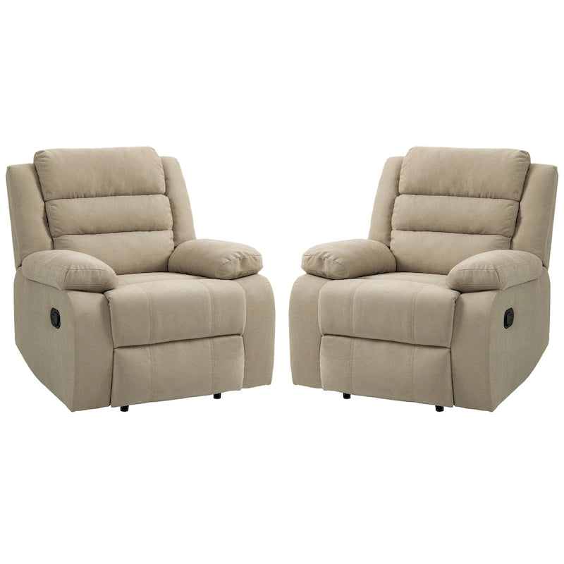 Fauteuil inclinable manuel en velours côtelé de coton rembourré avec accoudoirs larges