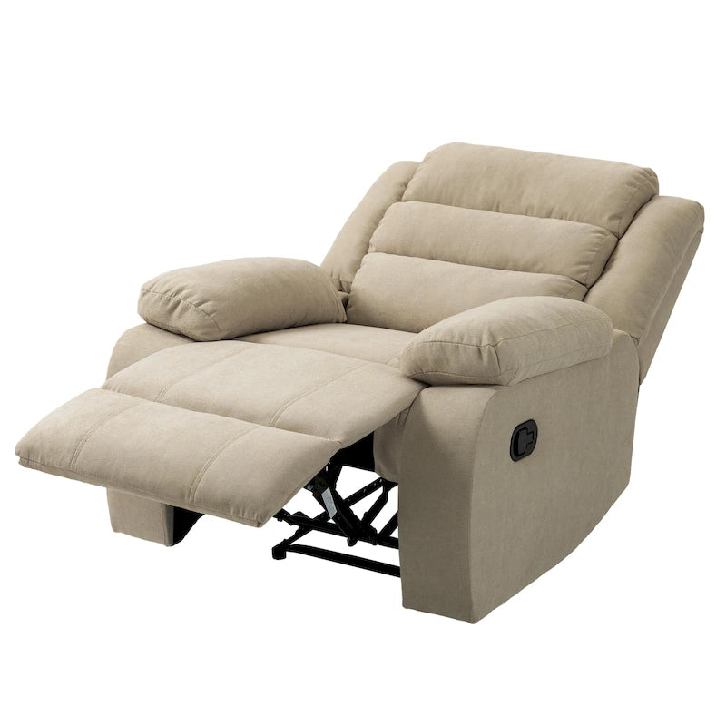 Fauteuil inclinable manuel en velours côtelé de coton rembourré avec accoudoirs larges