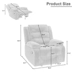 Fauteuil inclinable manuel en velours côtelé de coton rembourré avec accoudoirs larges