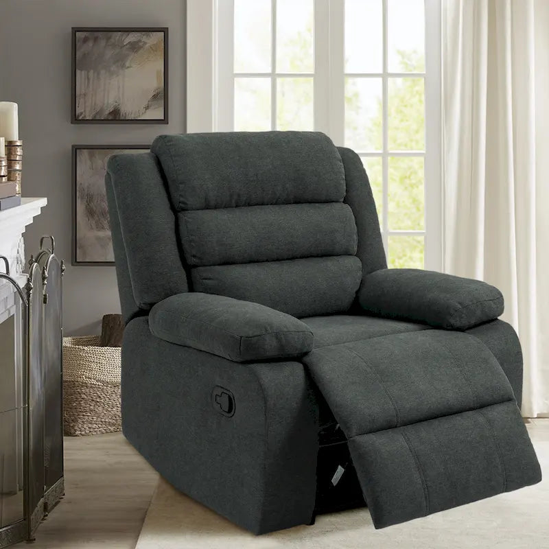 Fauteuil inclinable manuel en velours côtelé de coton rembourré avec accoudoirs larges