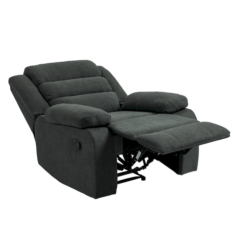 Fauteuil inclinable manuel en velours côtelé de coton rembourré avec accoudoirs larges