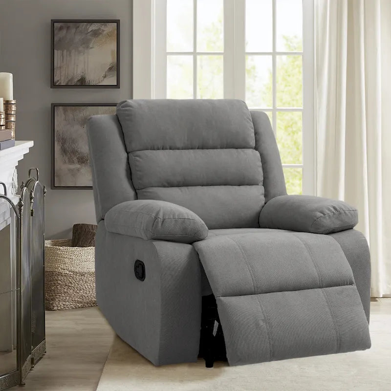 Fauteuil inclinable manuel en velours côtelé de coton rembourré avec accoudoirs larges