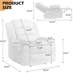 Fauteuil inclinable manuel en velours côtelé de coton rembourré avec accoudoirs larges