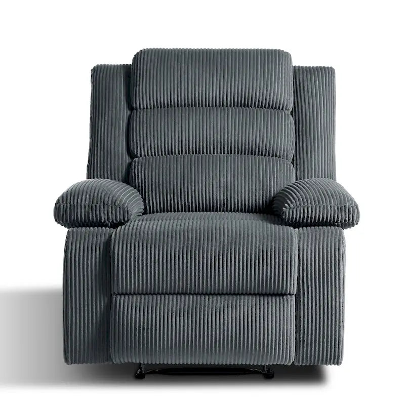 Fauteuil inclinable manuel en velours côtelé de coton rembourré avec accoudoirs larges