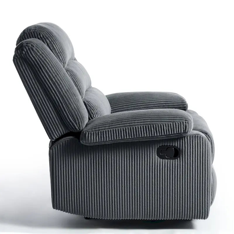 Fauteuil inclinable manuel en velours côtelé de coton rembourré avec accoudoirs larges
