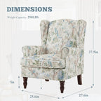 Fauteuil d'appoint moderne Erommy avec dossier haut, canapé une place en tissu rembourré avec détails de boutons et pieds en bois