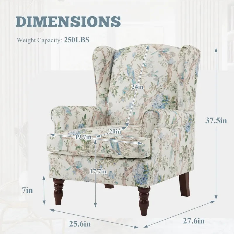Fauteuil d'appoint moderne Erommy avec dossier haut, canapé une place en tissu rembourré avec détails de boutons et pieds en bois