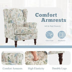 Fauteuil d'appoint moderne Erommy avec dossier haut, canapé une place en tissu rembourré avec détails de boutons et pieds en bois