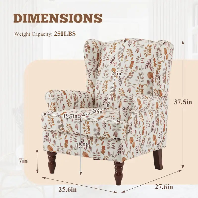 Fauteuil d'appoint moderne Erommy avec dossier haut, canapé une place en tissu rembourré avec détails de boutons et pieds en bois