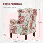 Fauteuil d'appoint moderne Erommy avec dossier haut, canapé une place en tissu rembourré avec détails de boutons et pieds en bois