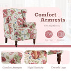 Fauteuil d'appoint moderne Erommy avec dossier haut, canapé une place en tissu rembourré avec détails de boutons et pieds en bois