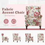 Fauteuil d'appoint moderne Erommy avec dossier haut, canapé une place en tissu rembourré avec détails de boutons et pieds en bois